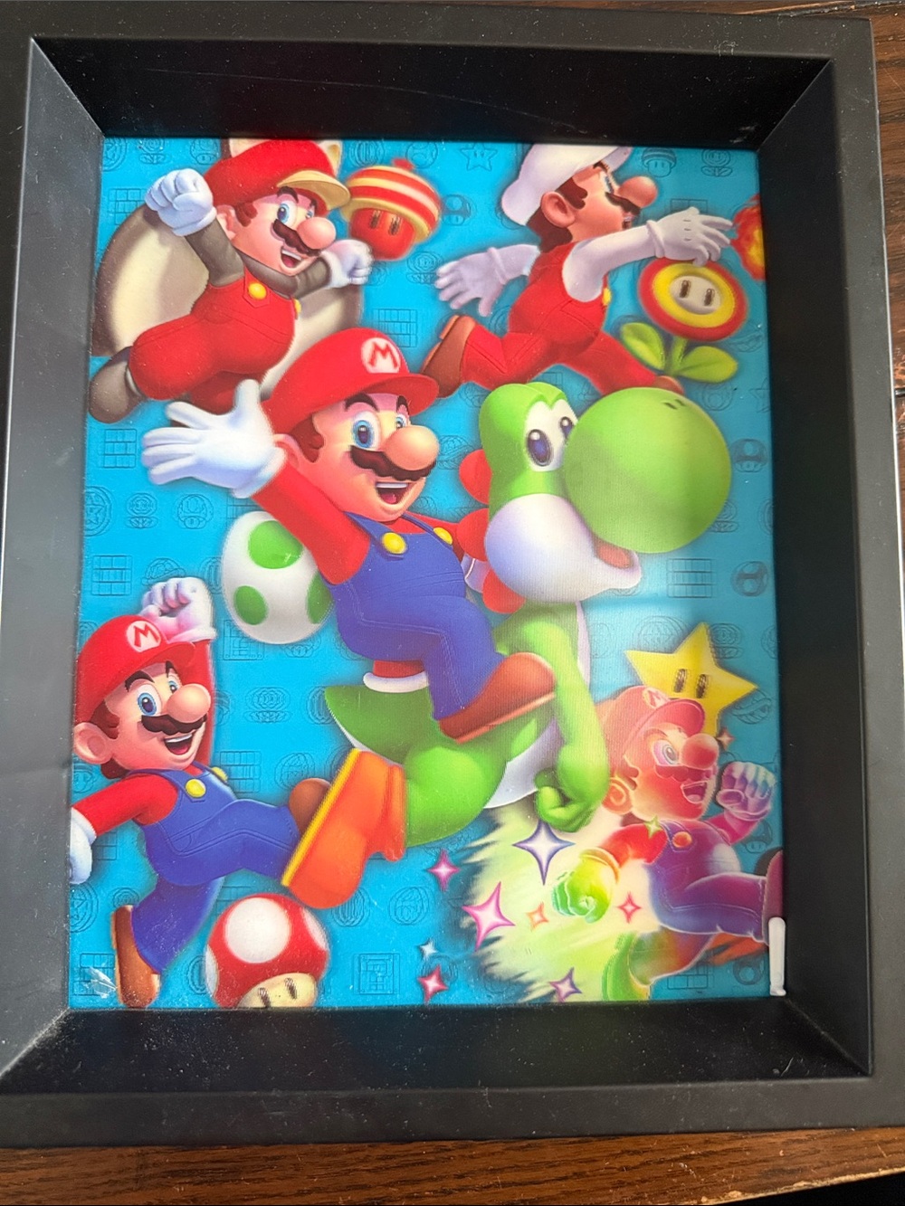 Super Mario Framed Wall Art - Blue Green Print